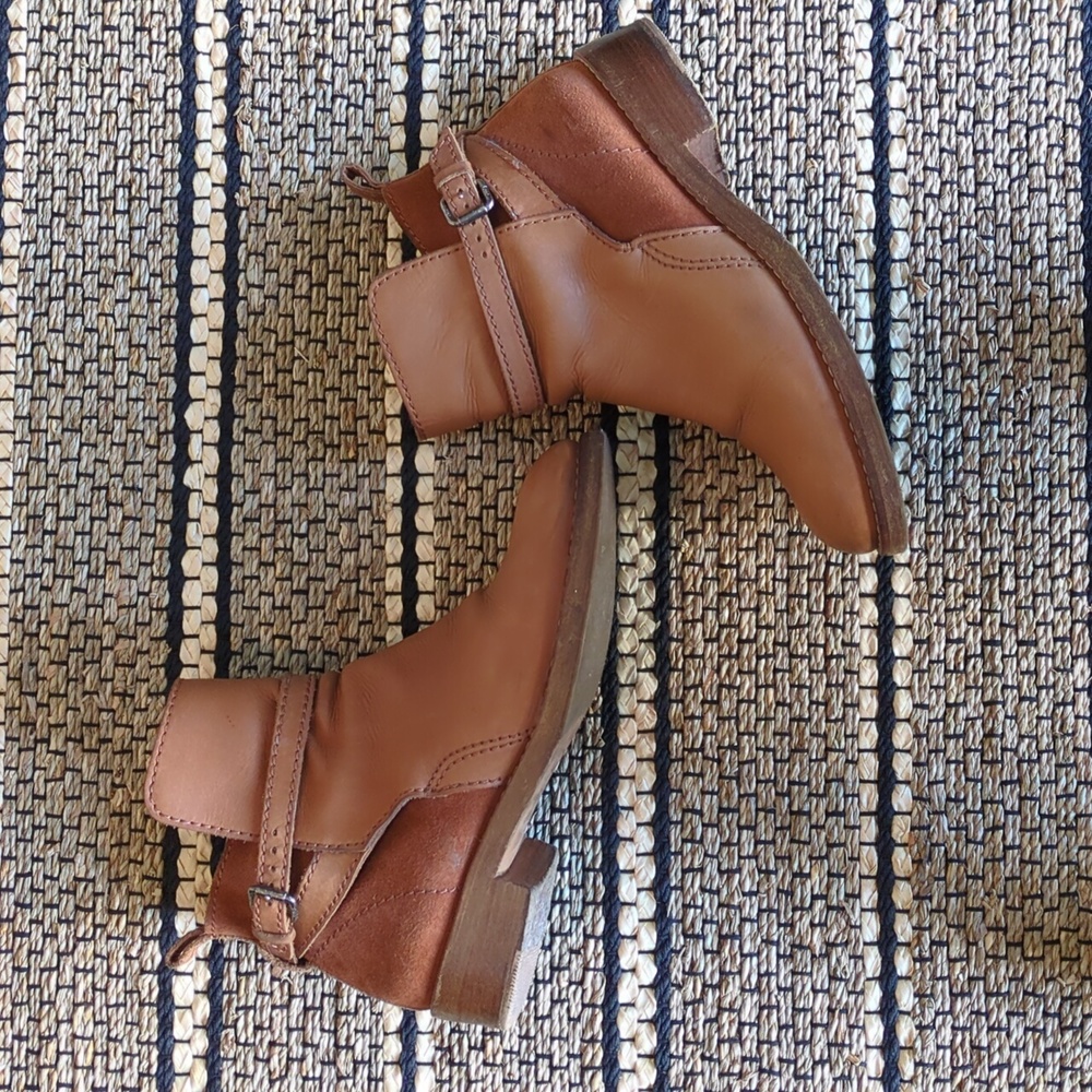 Acne Clover Brown Leather Suede Ankle Wrap Boots